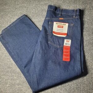 Men RUSTLER Regular Fit Straight Leg Blue Jeans Size 40 x 30 Denim Dark Wash NEW